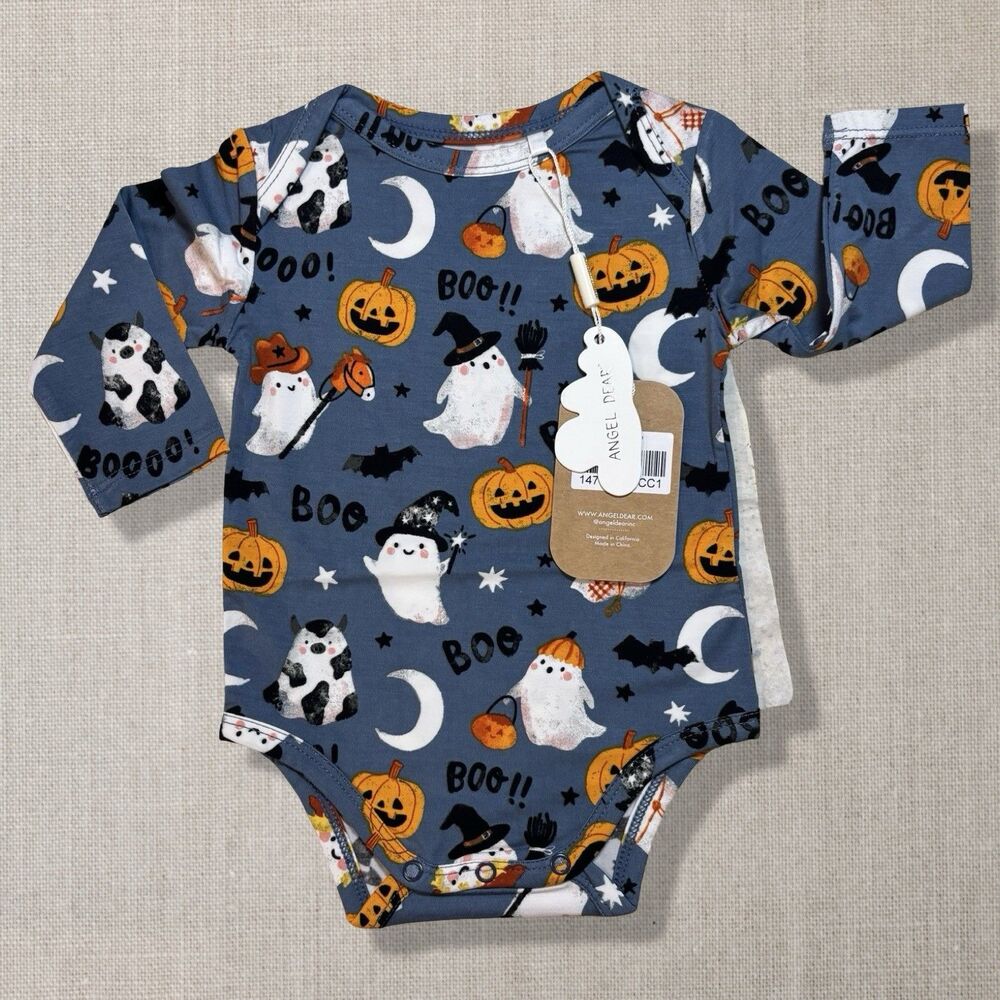 Angel Dear Bamboo Halloween Ghosts Glow Bodysuit 0-3M NWT